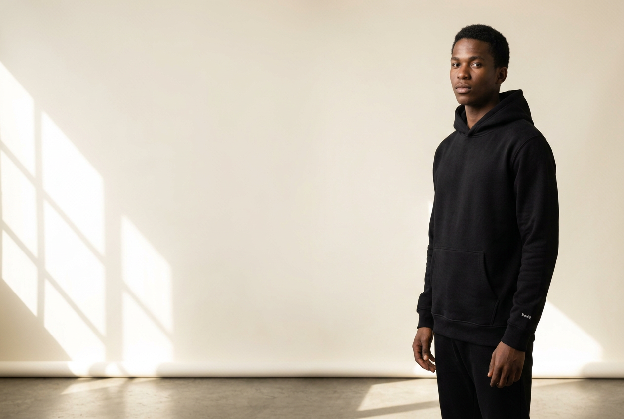 Benni Q black hoodie campaign